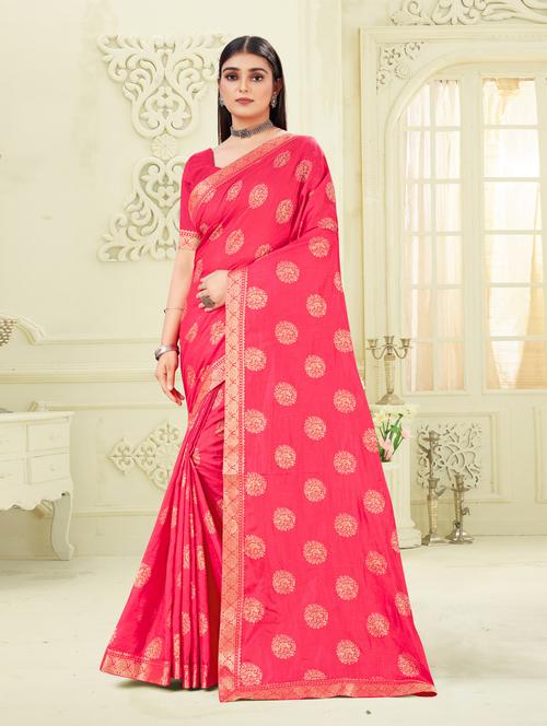 pink floral printed saree with blouse - 20191501 - Very Small Image - 1