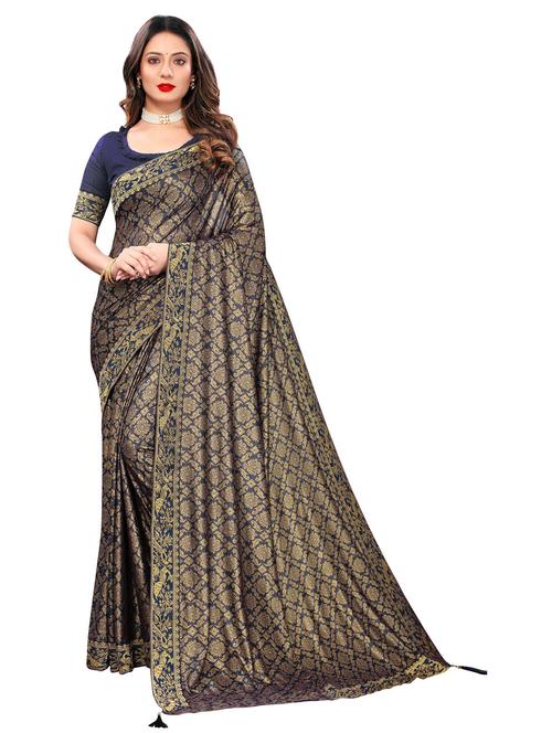 blue floral printed saree with blouse - 20191523 - Very Small Image - 1