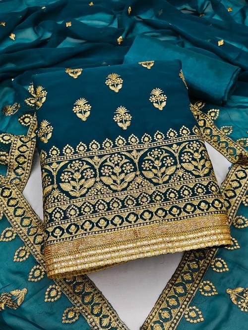 embroidered unstitched salwar suit set - 20193350 - Very Small Image - 1