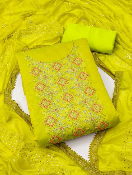 embroidered unstitched suit set - 20193376 - Very Small Image - 1