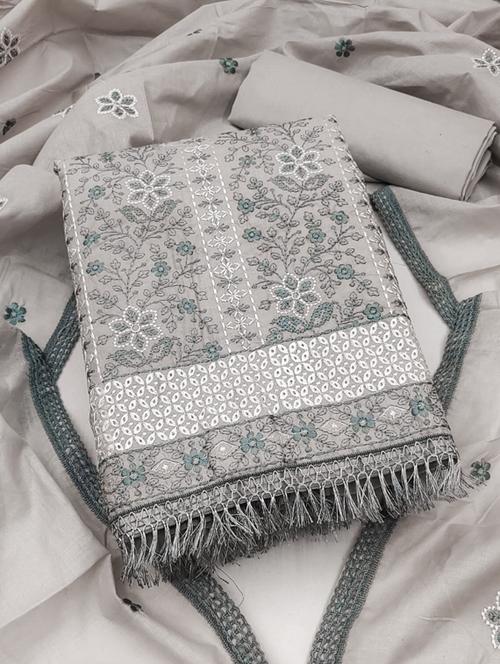 embroidered unstitched suit set - 20193401 - Very Small Image - 1