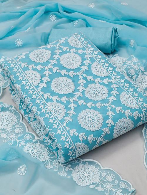 embroidered unstitched suit set - 20193423 - Very Small Image - 1