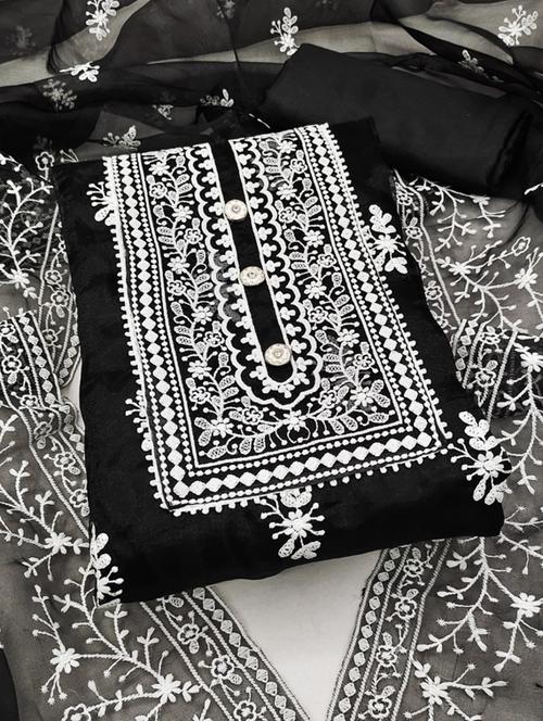 embroidered unstitched suit set - 20193465 - Very Small Image - 1