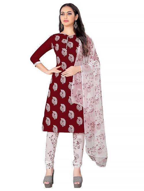 printed unstitched churidaar suit set - 20193860 - Very Small Image - 1