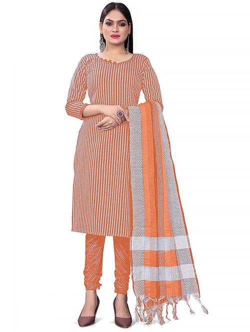stripes self design unstitched churidaar suit set - 20193950 - Very Small Image - 1