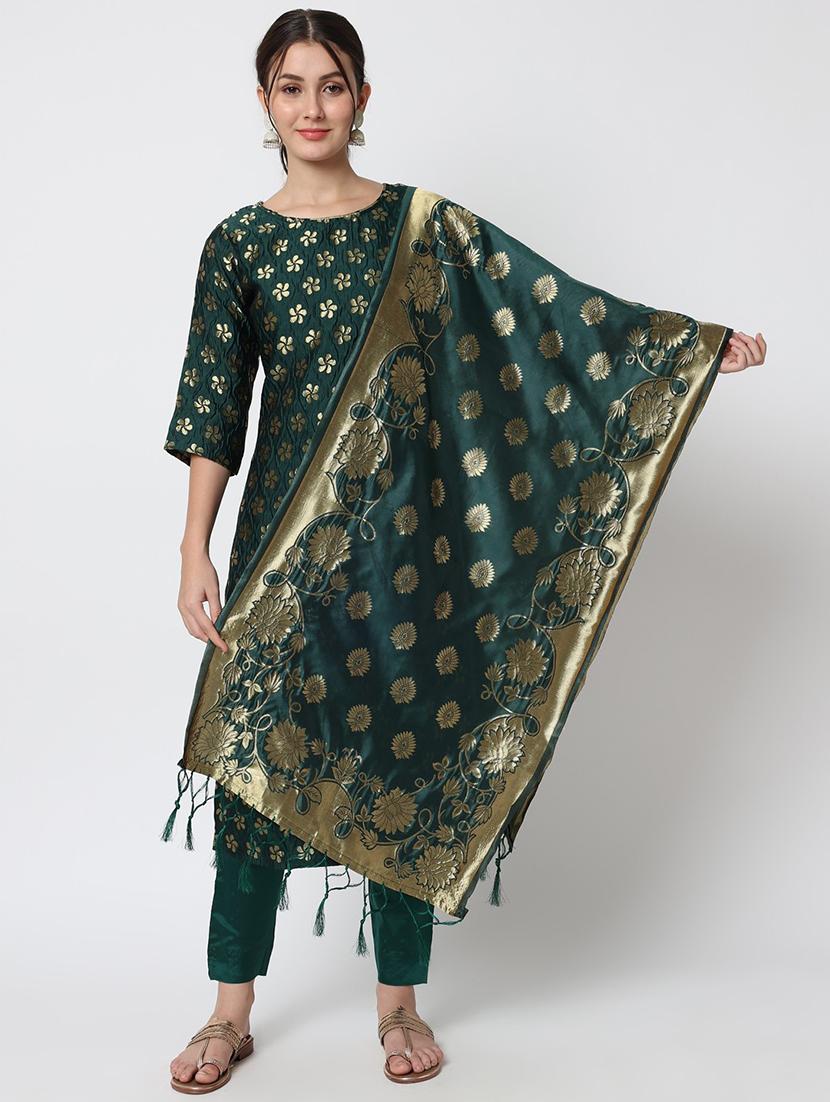 green kurta pant set with dupatta - 20194346 - Standard Image - 3