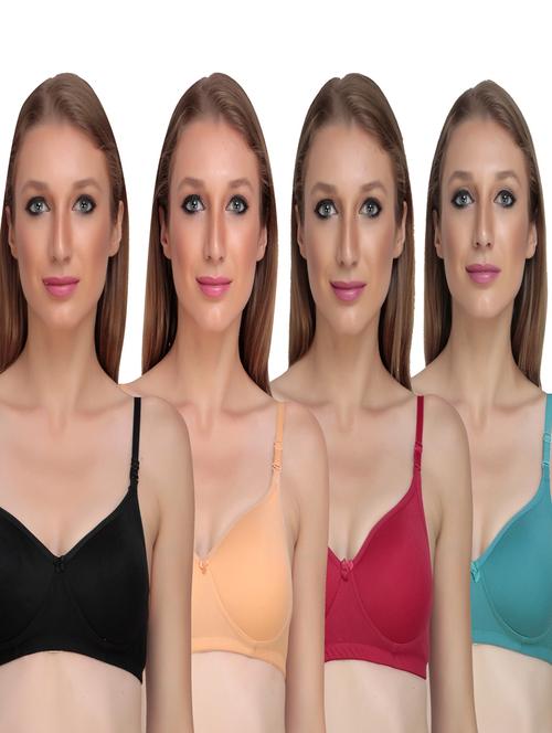 pack of 4 solid multi colored bra - 20196974 - Very Small Image - 1