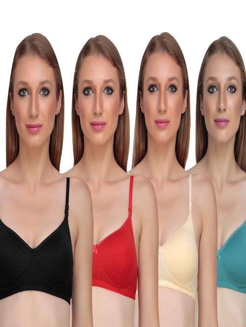 pack of 4 solid multi colored bra - 20196994 - Very Small Image - 1