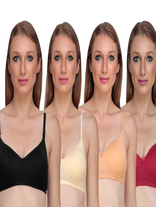 pack of 4 solid multi colored bra - 20196995 - Very Small Image - 1