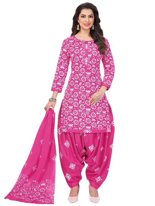 printed unstitched patiyala suit set - 20197016 - Very Small Image - 1