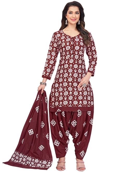 printed unstitched patiyala suit set - 20197018 - Very Small Image - 1