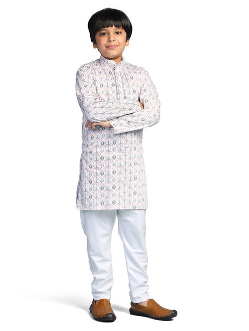 pink printed mandarin neck kurta set - 20198359 - Very Small Image - 1