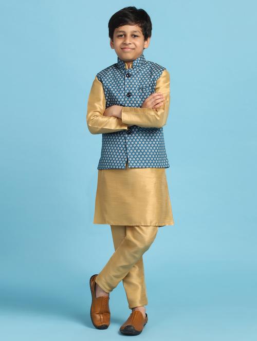 boys kurta pyjama set with jacket - 20198363 - Very Small Image - 1