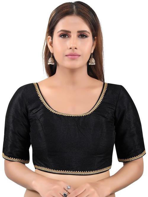 black silk blend solid blouse - 20198548 - Very Small Image - 1