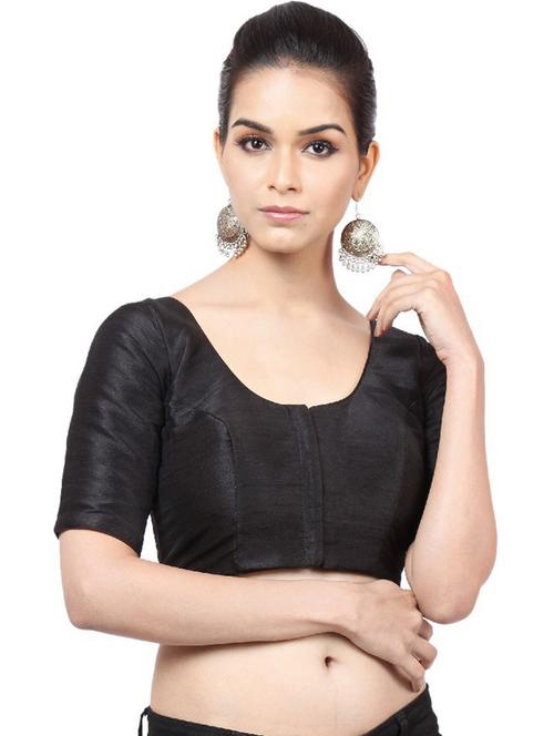 black silk blend solid blouse - 20198598 - Very Small Image - 1