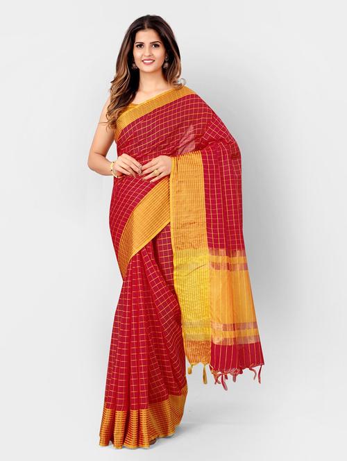 red woven saree with blouse - 20202462 - Very Small Image - 1