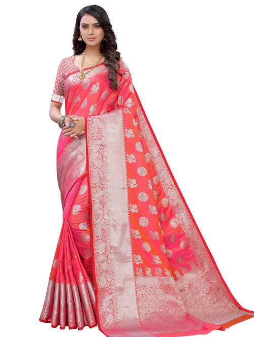 pink silk banarasi saree - 20202611 - Very Small Image - 1