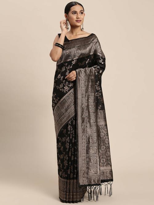 self design banarasi saree with blouse - 20204187 - Very Small Image - 1