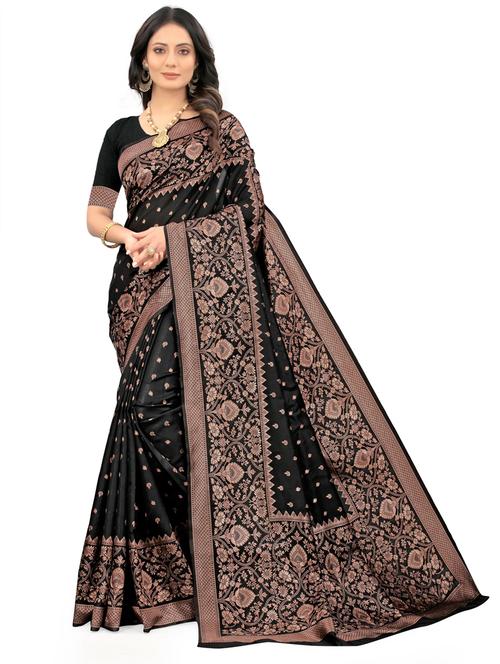 self design banarasi saree with blouse - 20204257 - Very Small Image - 1