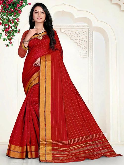 stripes woven saree with blouse - 20204263 - Very Small Image - 1