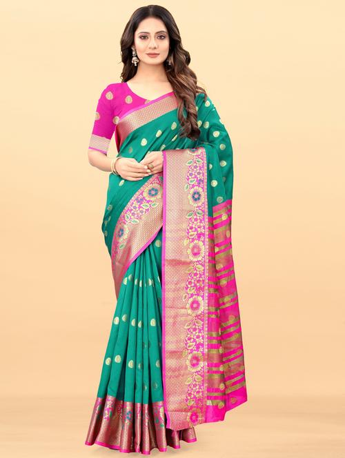 self design banarasi saree with blouse - 20204325 - Very Small Image - 1