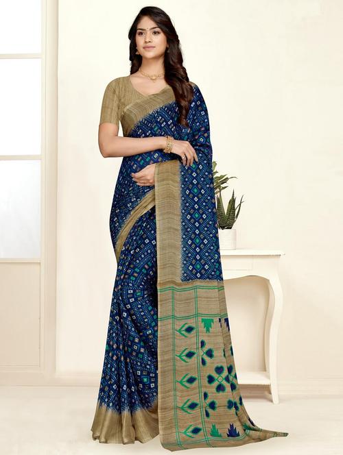 dark blue chiffon bandhani saree - 20204553 - Very Small Image - 1