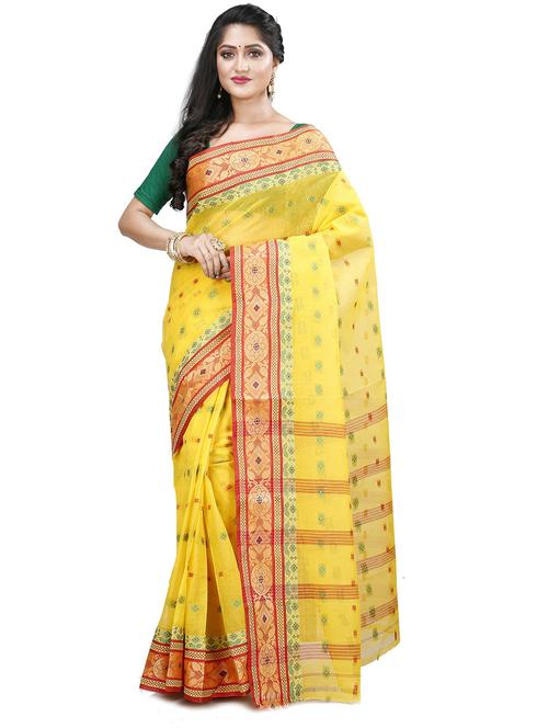 yellow cotton tant saree - 20204811 - Very Small Image - 1