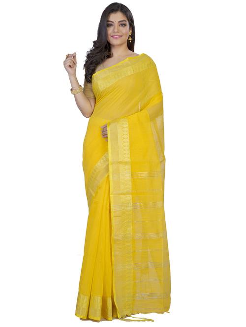 women's self design yellow colored saree with blouse - 20205087 - Very Small Image - 1