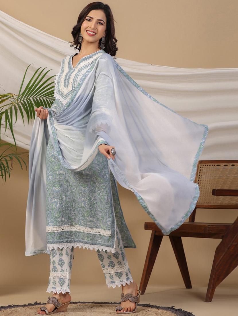 women floral kurta pant set with dupatta - 20205545 - Zoom Image - 2