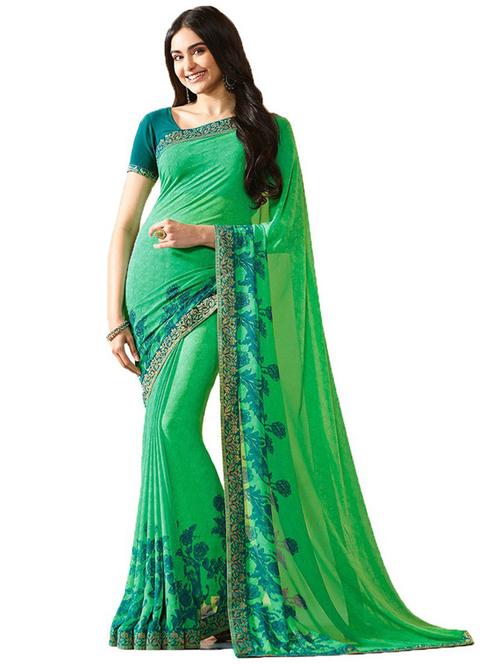 printed saree with blouse - 20205718 - Very Small Image - 1