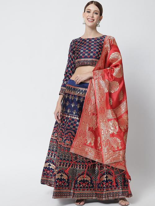 self design panelled lehenga choli set with dupatta - 20208015 - Very Small Image - 1