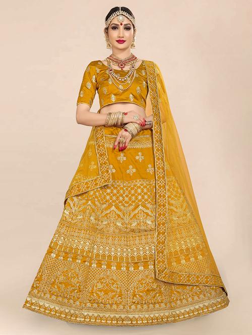 embroidered panelled lehenga choli set with dupatta - 20208048 - Very Small Image - 1