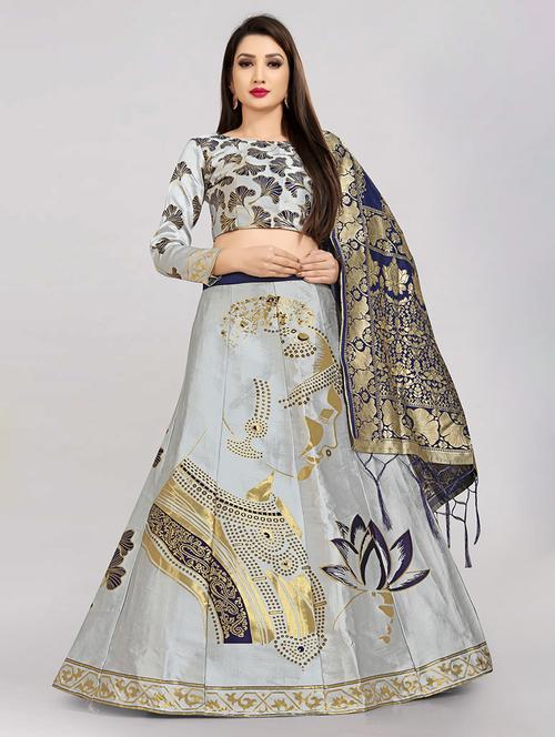self design panelled lehenga choli set with dupatta - 20208125 - Very Small Image - 1