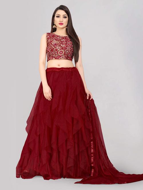 layered lehenga choli with dupatta set - 20208793 - Very Small Image - 1