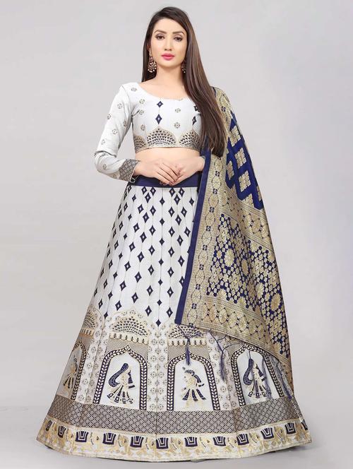 banarasi lehenga choli with dupatta set - 20209008 - Very Small Image - 1