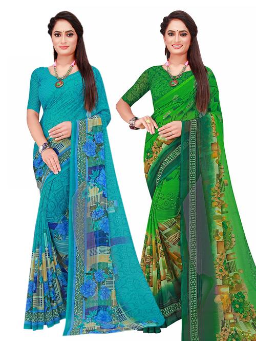 women's saree combo with blouse - 20210289 - Very Small Image - 1