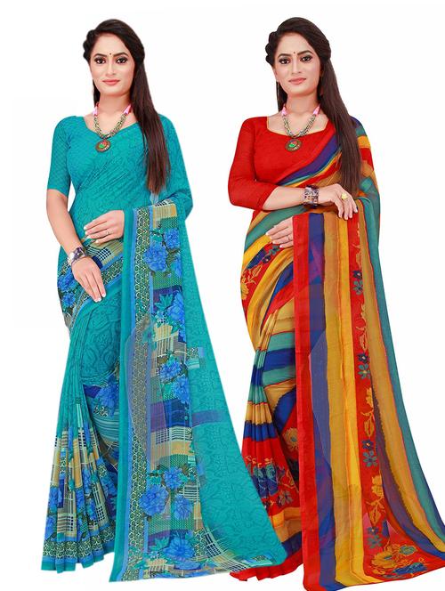 women's saree combo with blouse - 20210295 - Very Small Image - 1