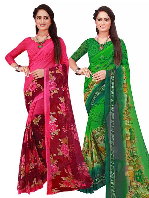 women's saree combo with blouse - 20210379 - Very Small Image - 1