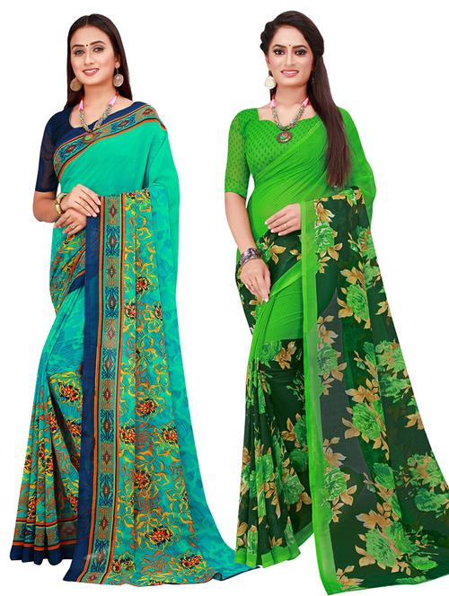 pack of 2 printed sarees with blouse - 20210418 - Very Small Image - 1