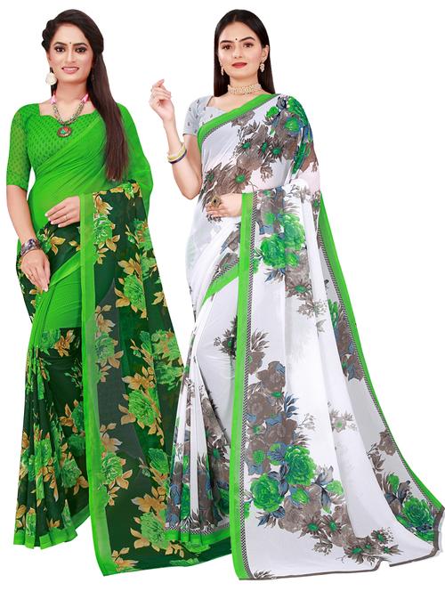 pack of 2 printed sarees with blouse - 20210424 - Very Small Image - 1