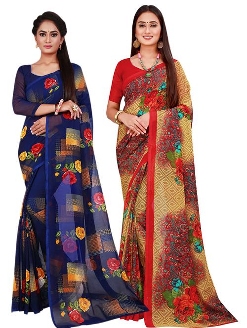 pack of 2 printed sarees - 20211113 - Very Small Image - 1