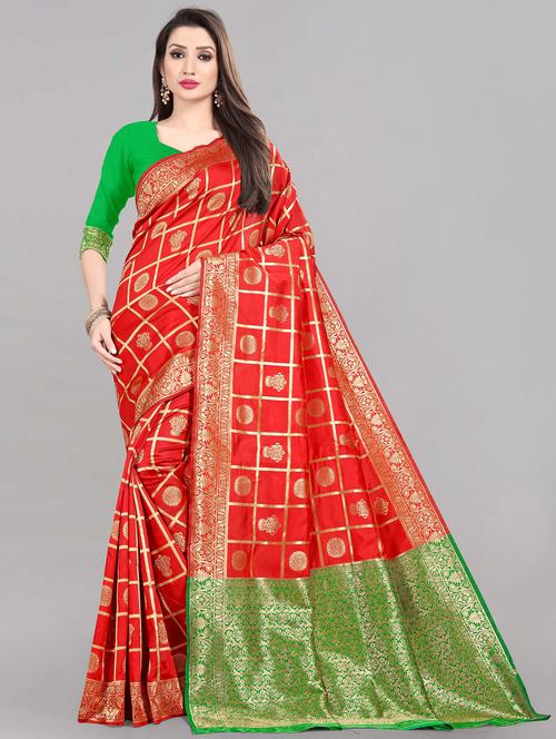 jacquard work banarasi saree  with blouse - 20212022 - Very Small Image - 1