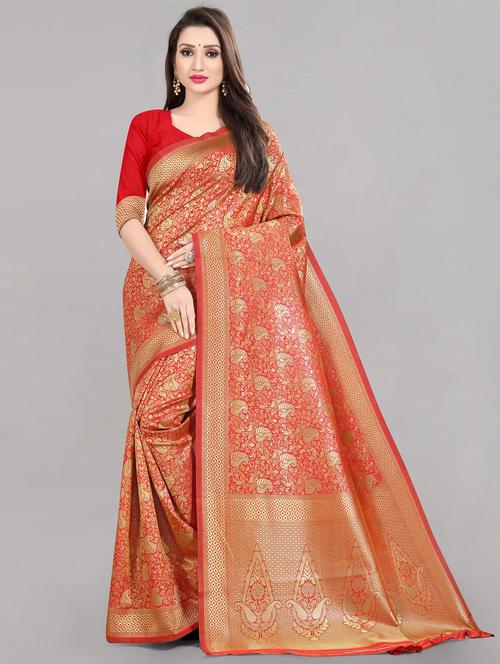 jacquard work banarasi saree  with blouse - 20212030 - Very Small Image - 1