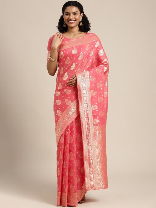 self design banarasi saree with blouse - 20212108 - Very Small Image - 1