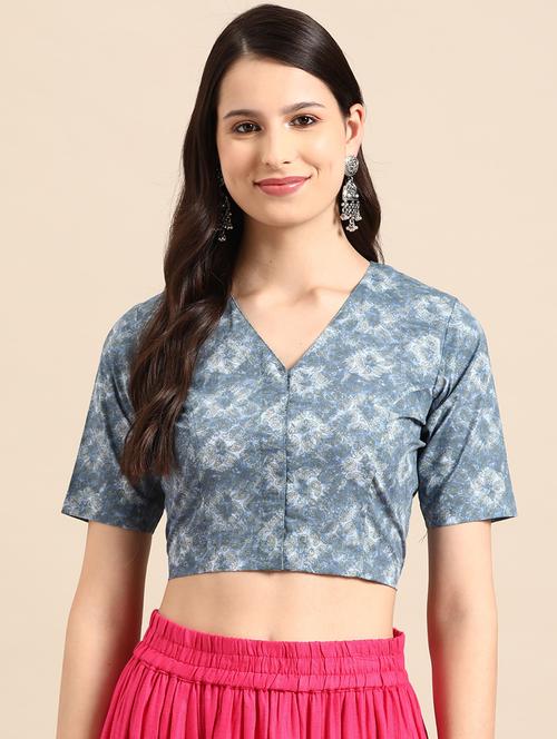 blue cotton solid blouse - 20212962 - Very Small Image - 1