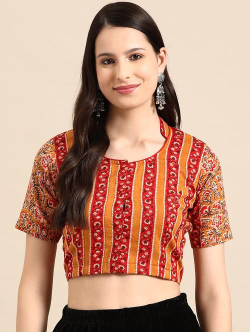 women red round neck blouse - 20212969 - Very Small Image - 1