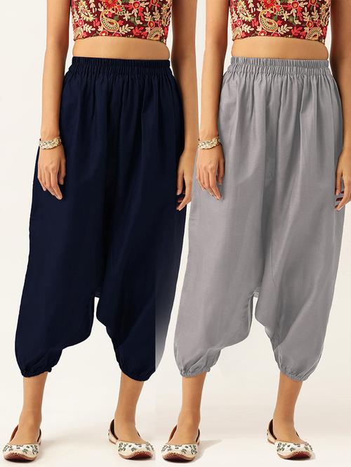 pack of 2 solid high-rise harem pants with elasticated waist - 20213183 - Very Small Image - 1