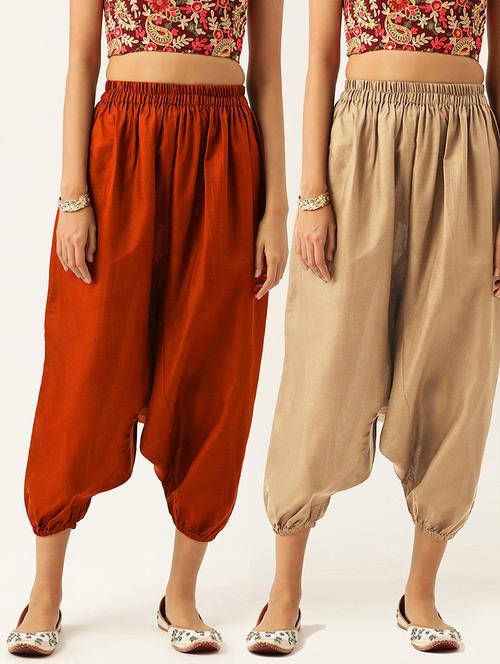 pack of 2 solid high-rise harem pants with elasticated waist - 20213192 - Very Small Image - 1
