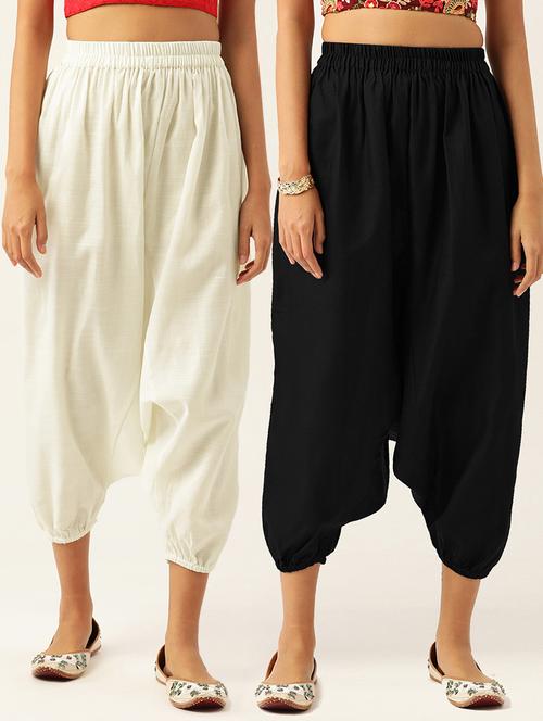 pack of 2 solid high-rise harem pants with elasticated waist - 20213202 - Very Small Image - 1