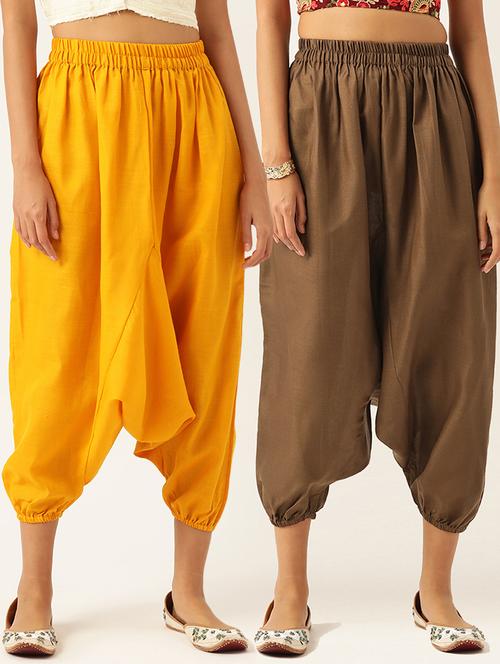 pack of 2 solid high-rise harem pants with elasticated waist - 20213215 - Very Small Image - 1